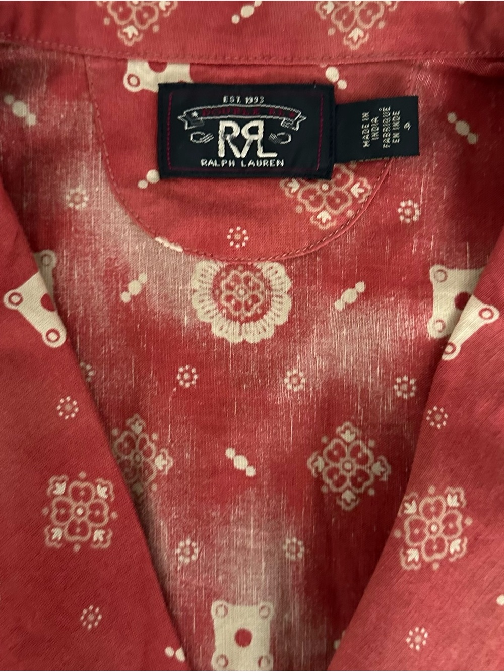 Ralph Lauren RRL/Double RL Sleeveless Red/Cream Dee Bandana Print Blouse - Picture 3 of 4